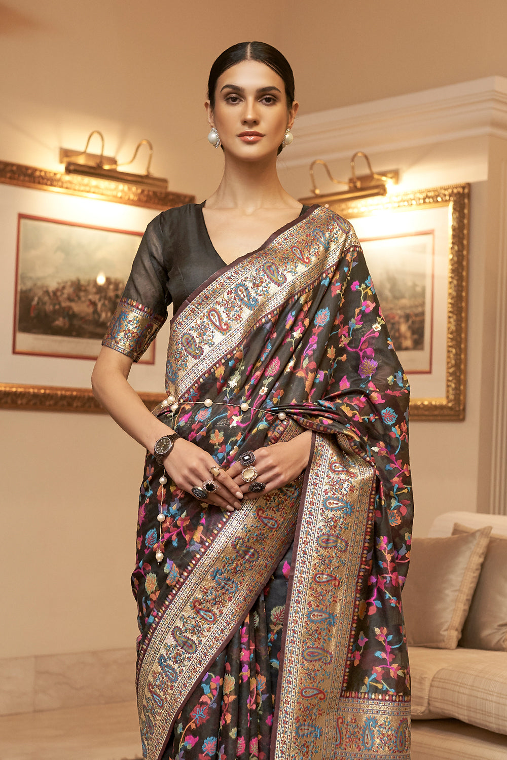 Buy Olympic Blue Kanjivaram Saree Nitaraa
