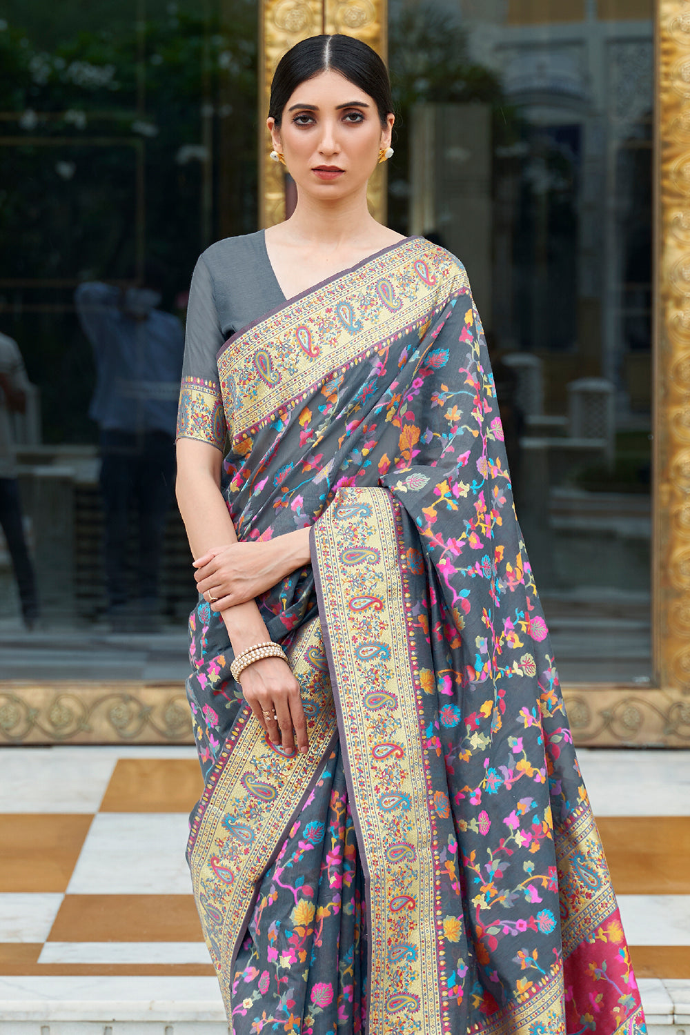 Buy Arctic Blue Cotton Saree Nitaraa
