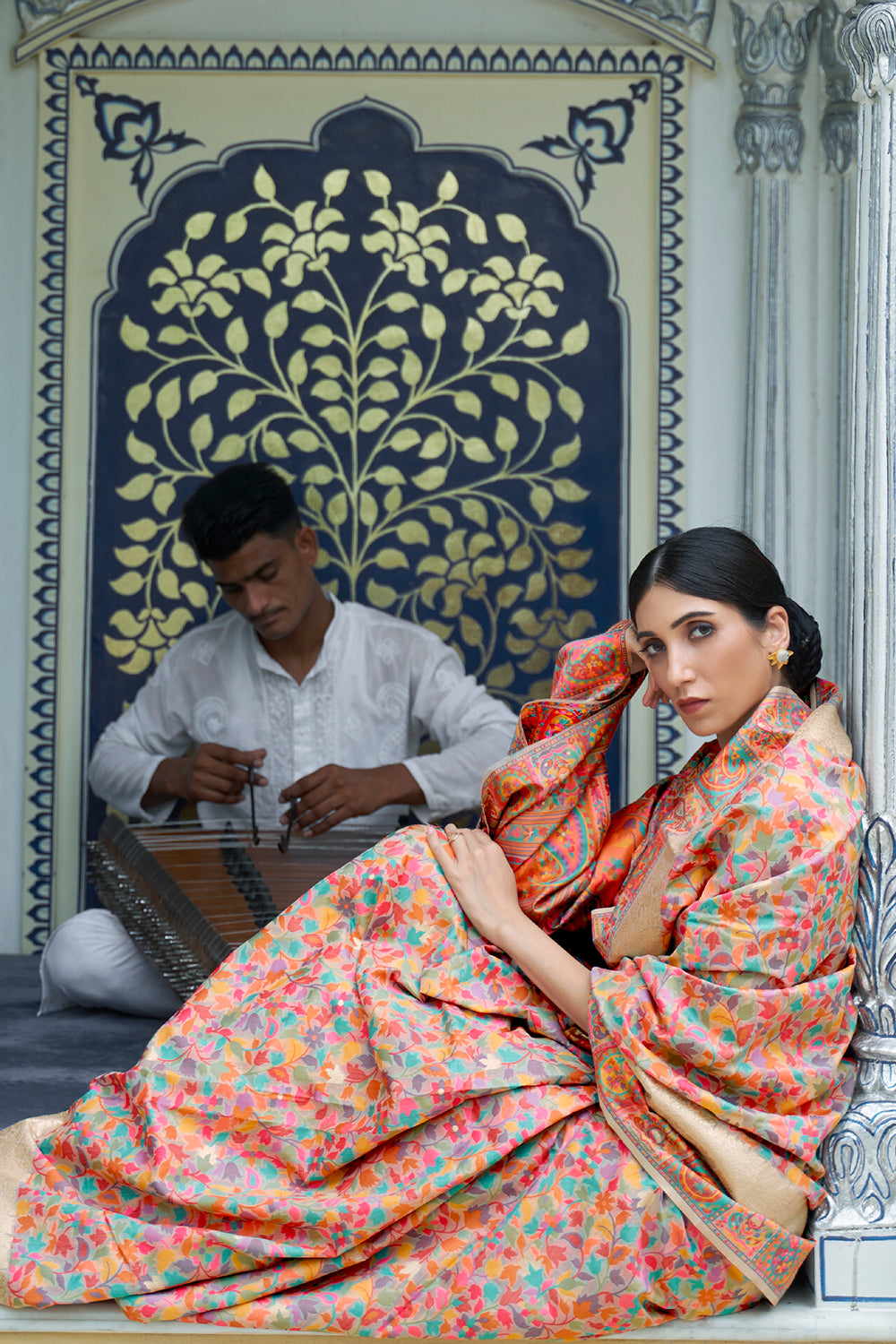 Buy Blue And Pink Organza Saree Nitaraa