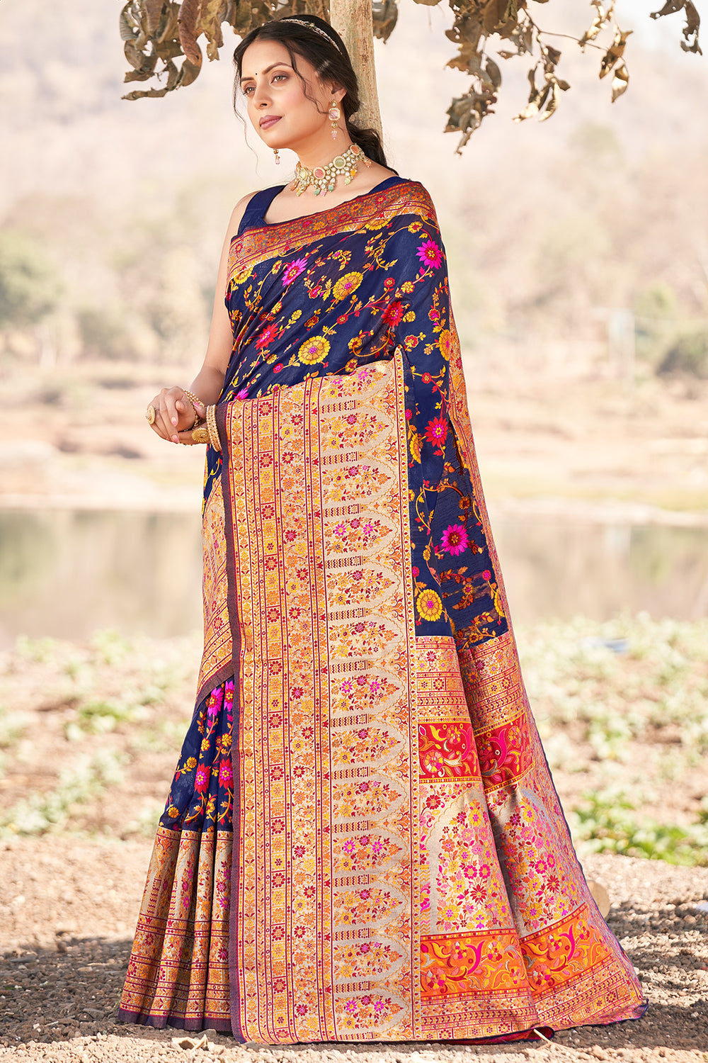 Buy Grey Silk Cotton Saree Nitaraa