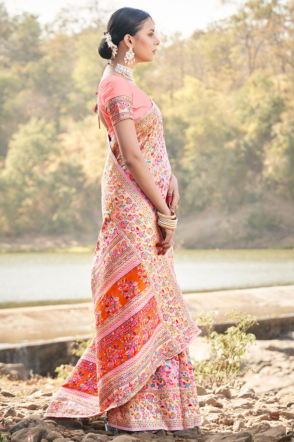 Buy Pink Kanjeevaram Silk Blend Saree Nitaraa