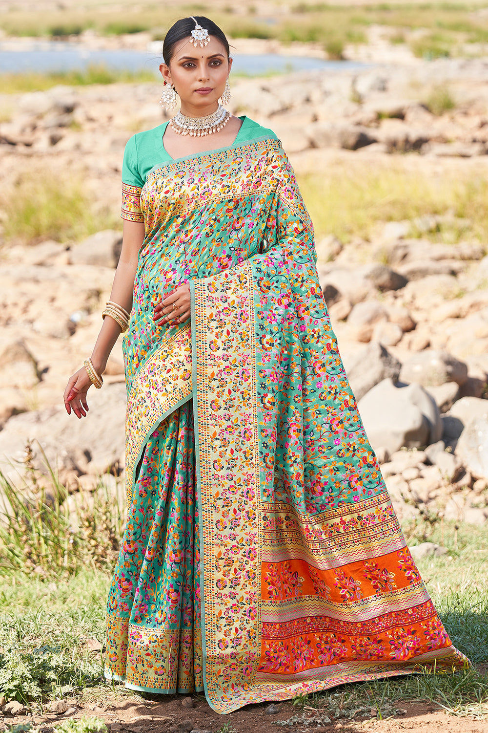 Buy Peach Kanjeevaram Silk Blend Saree Nitaraa