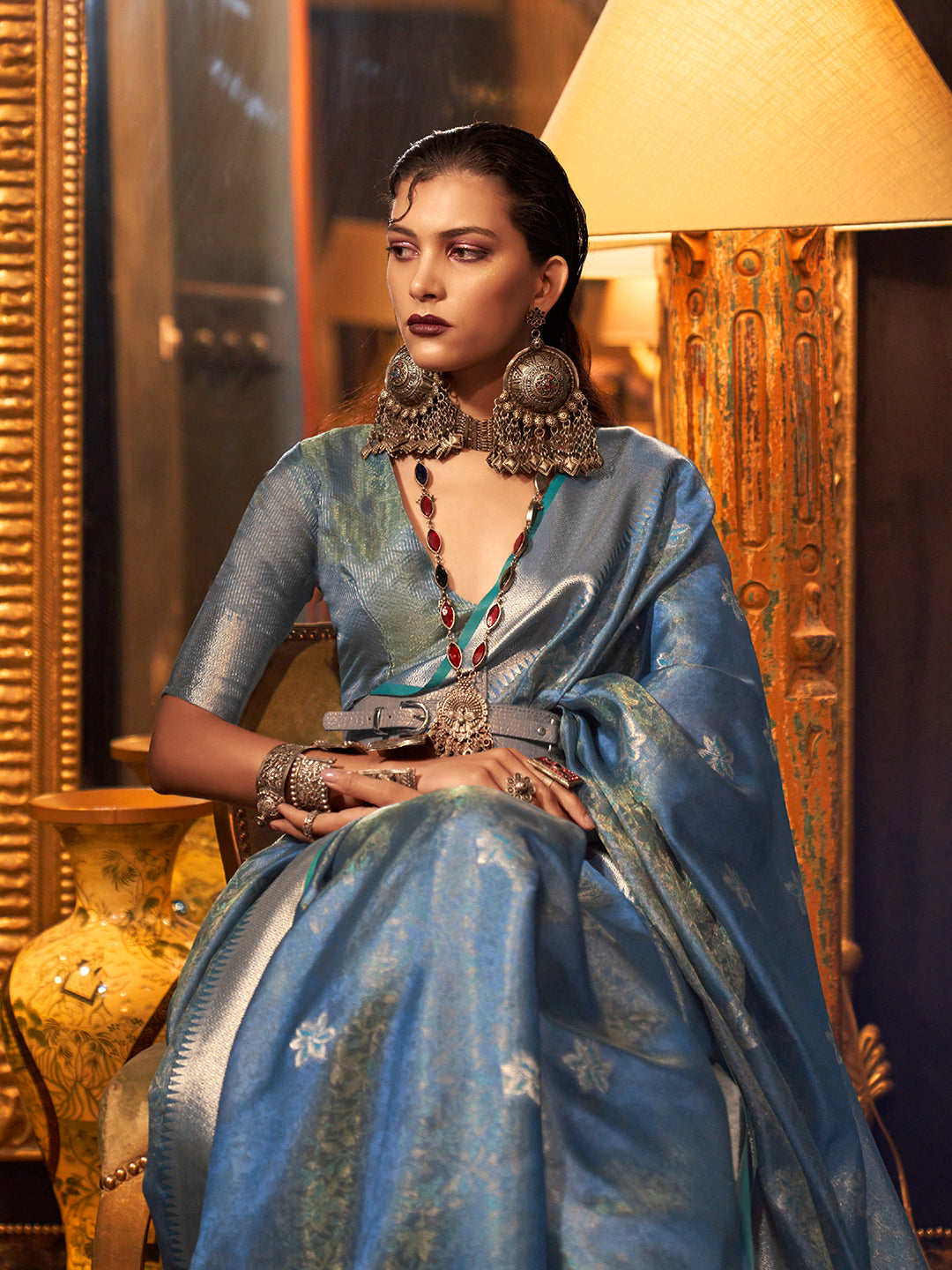 Sky Blue Organza Saree