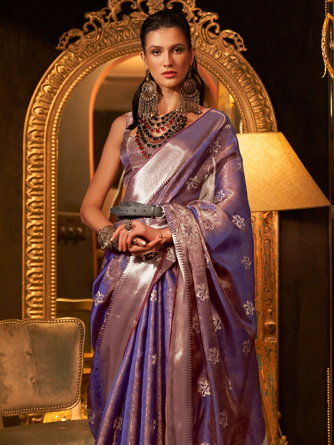 Deep Lavender Organza Saree
