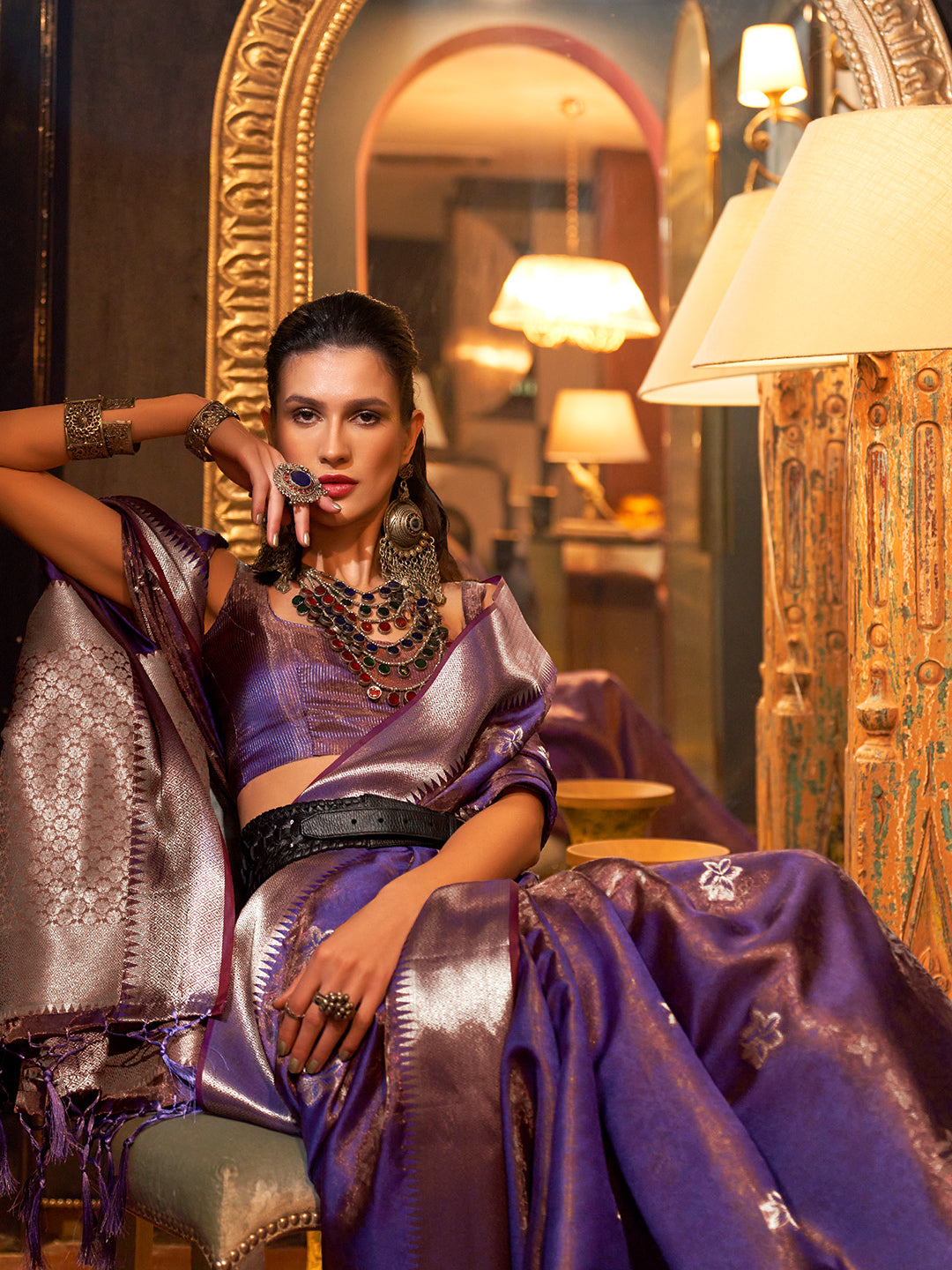 Deep Lavender Organza Saree
