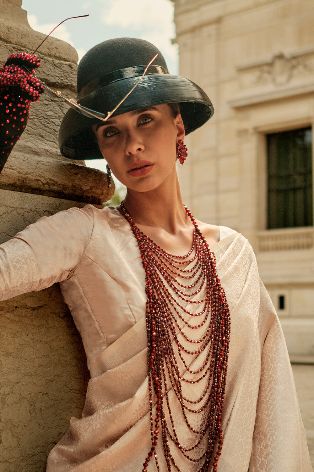 Cream Satin Silk Saree With Blouse Piece