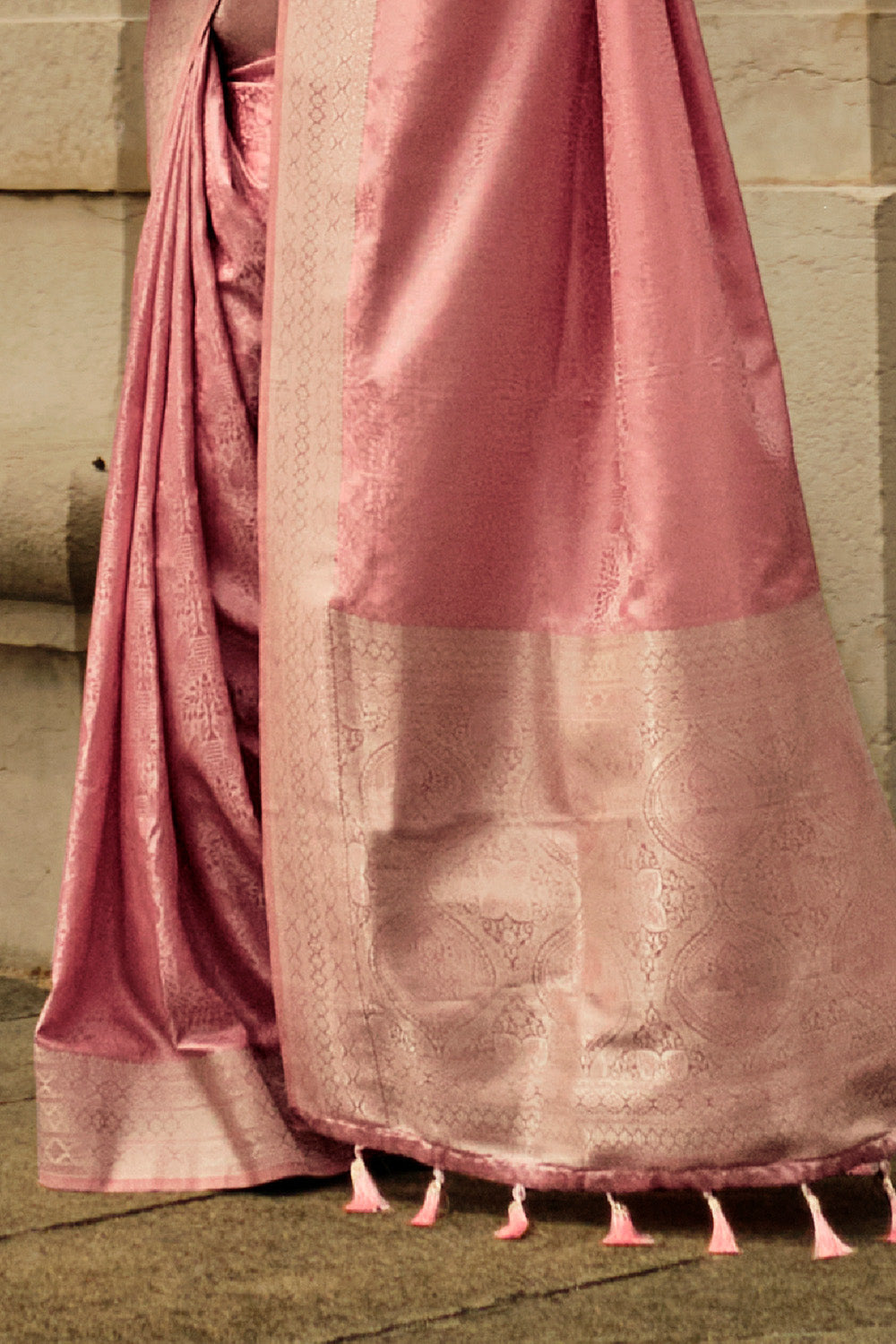 Red Satin Silk Saree With Blouse Piece