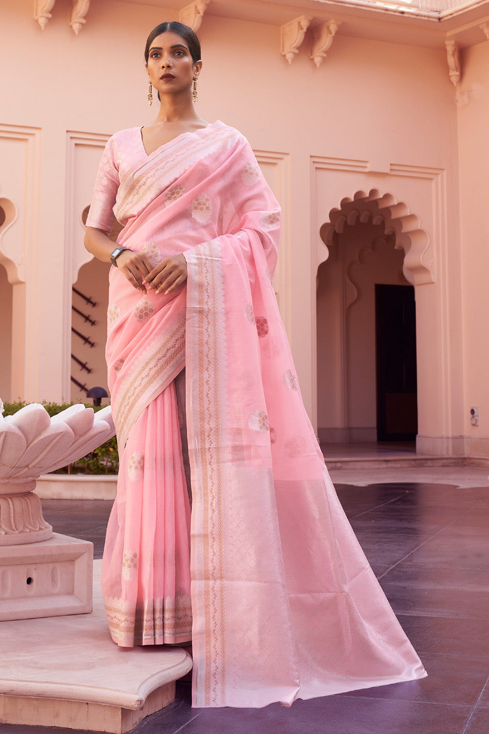 Buy Coral Peach Kanjivaram Saree Nitaraa