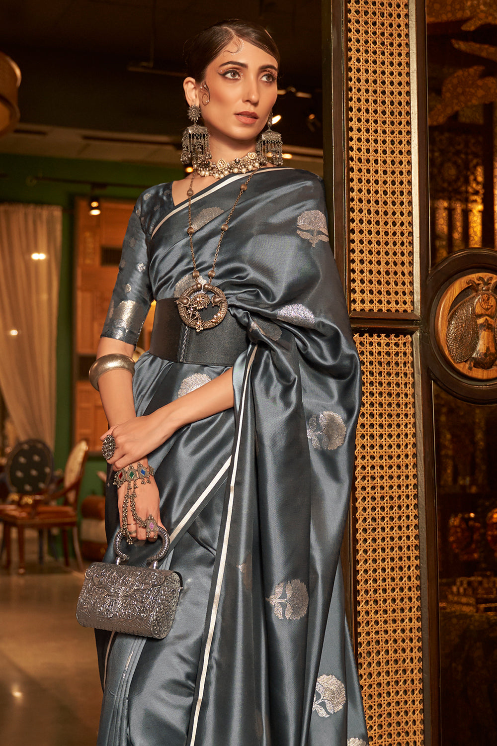 Buy Lawn Green Patola Saree Nitaraa