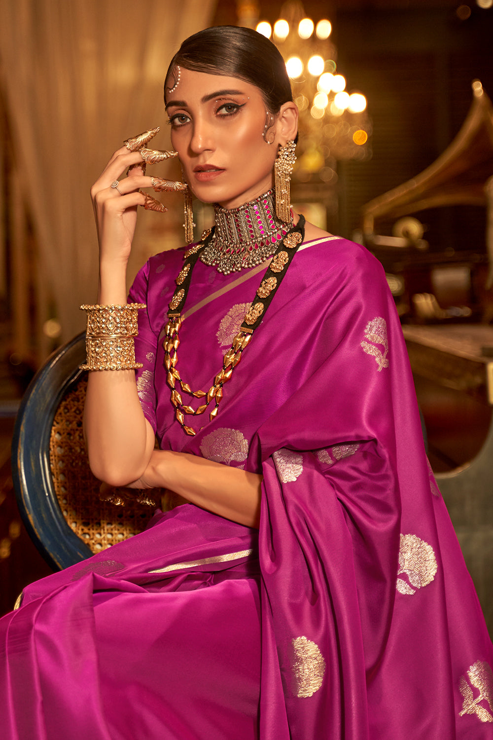 Buy Mahogany Red Designer Saree Nitaraa