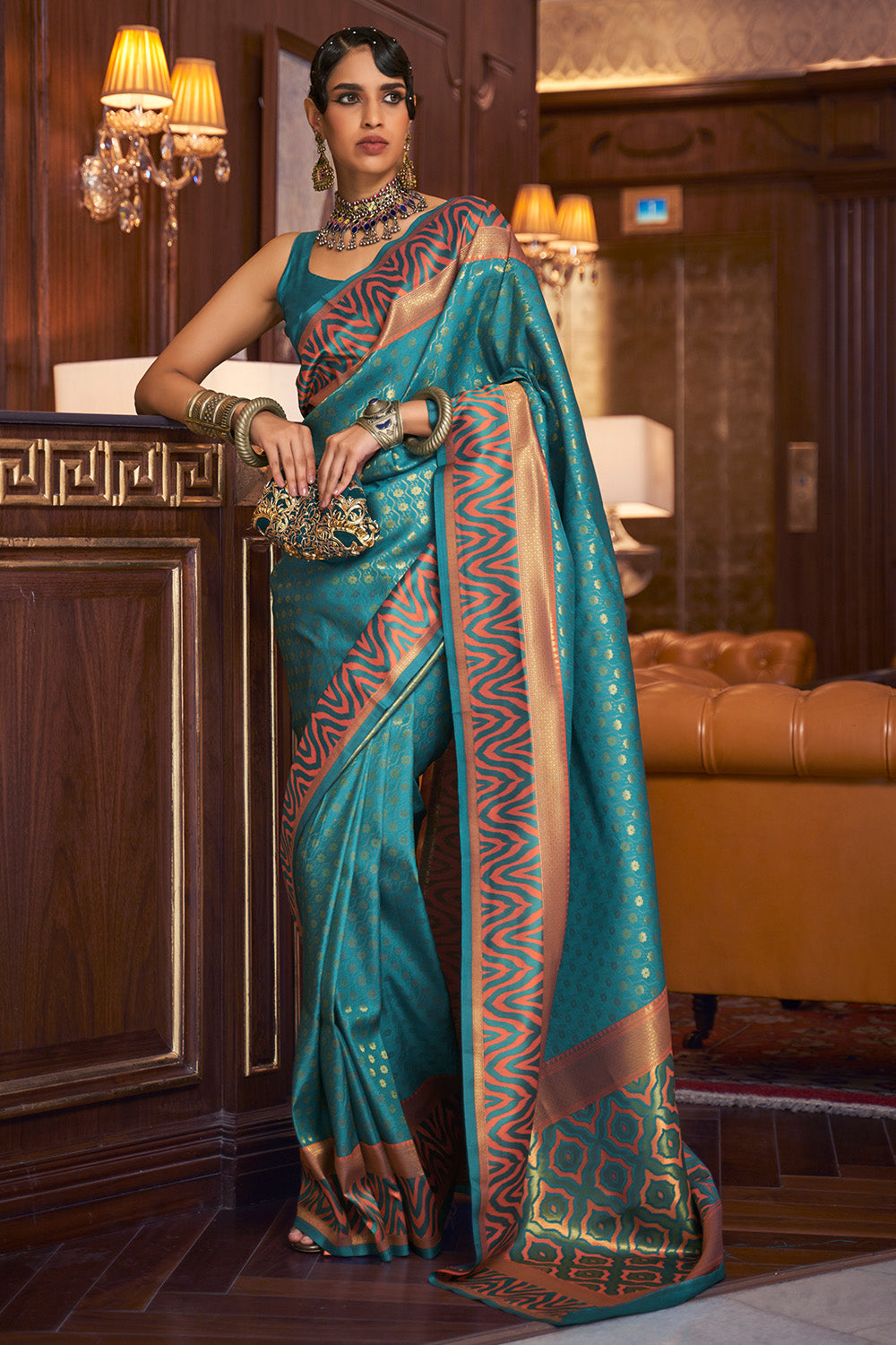 Buy Emerald Green Digital Printed Saree Nitaraa