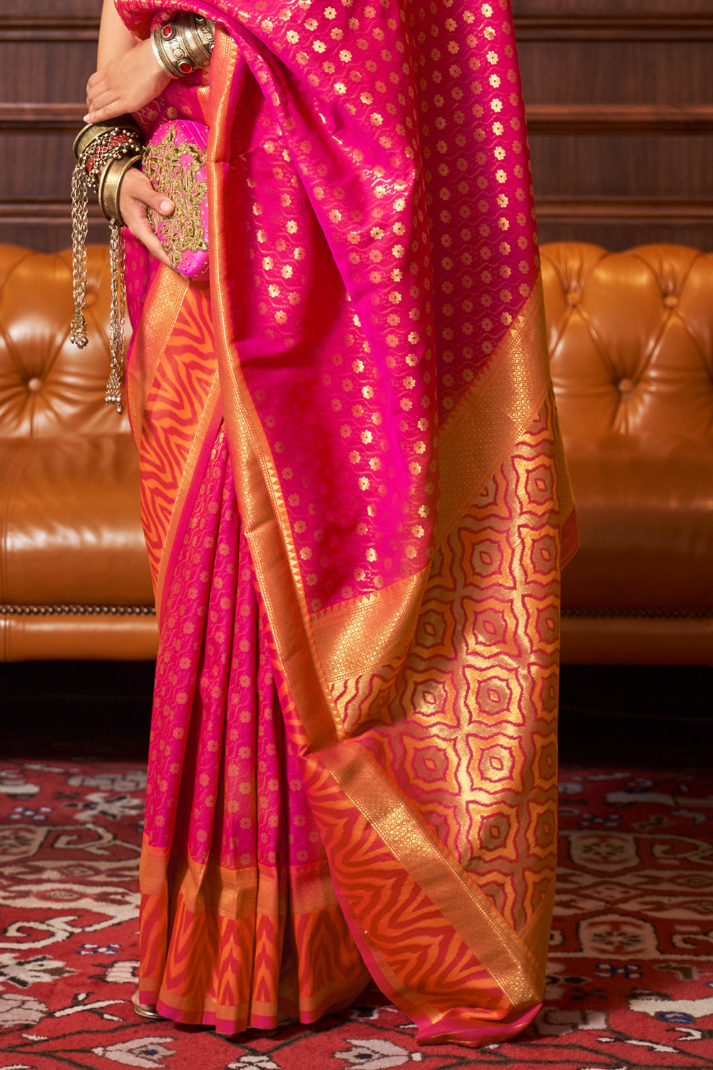 Buy Rose Pink Digital Print Saree Nitaraa