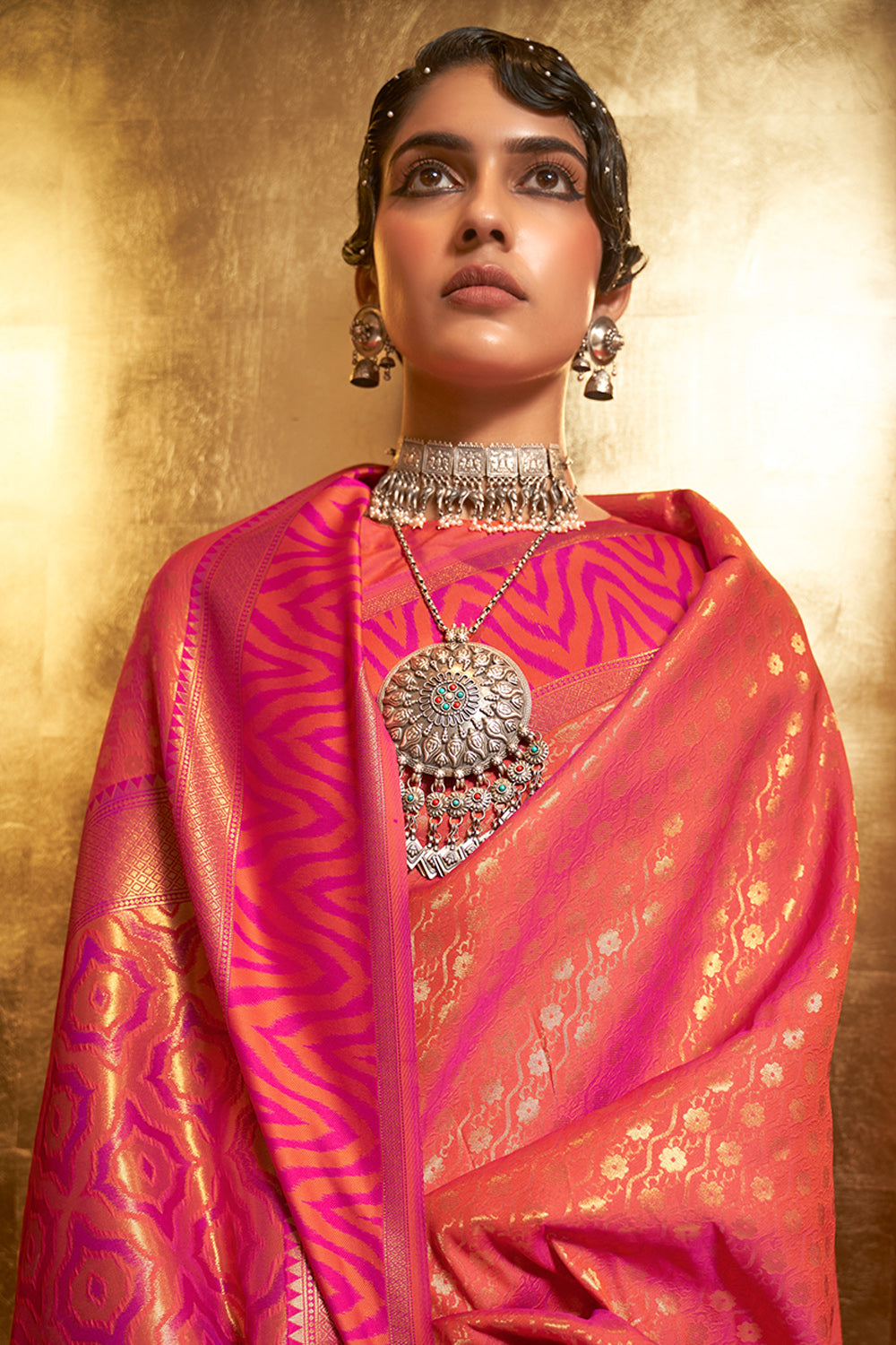 Buy Flamingo Pink Linen Saree Nitaraa