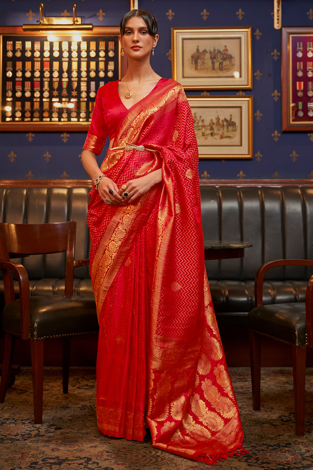 Buy Crimson Red Banarasi Saree Nitaraa