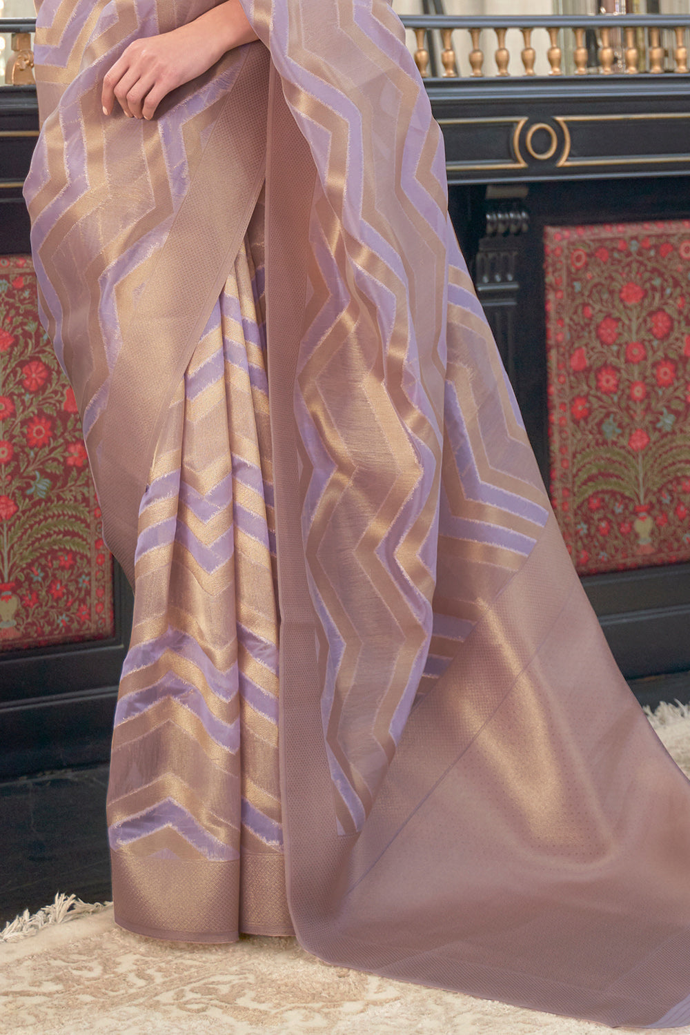 Buy Tiffany Blue Zari Woven Kanjivaram Saree Nitaraa