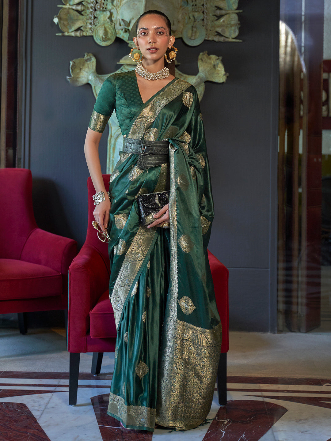 Emerald Green Banarasi Saree