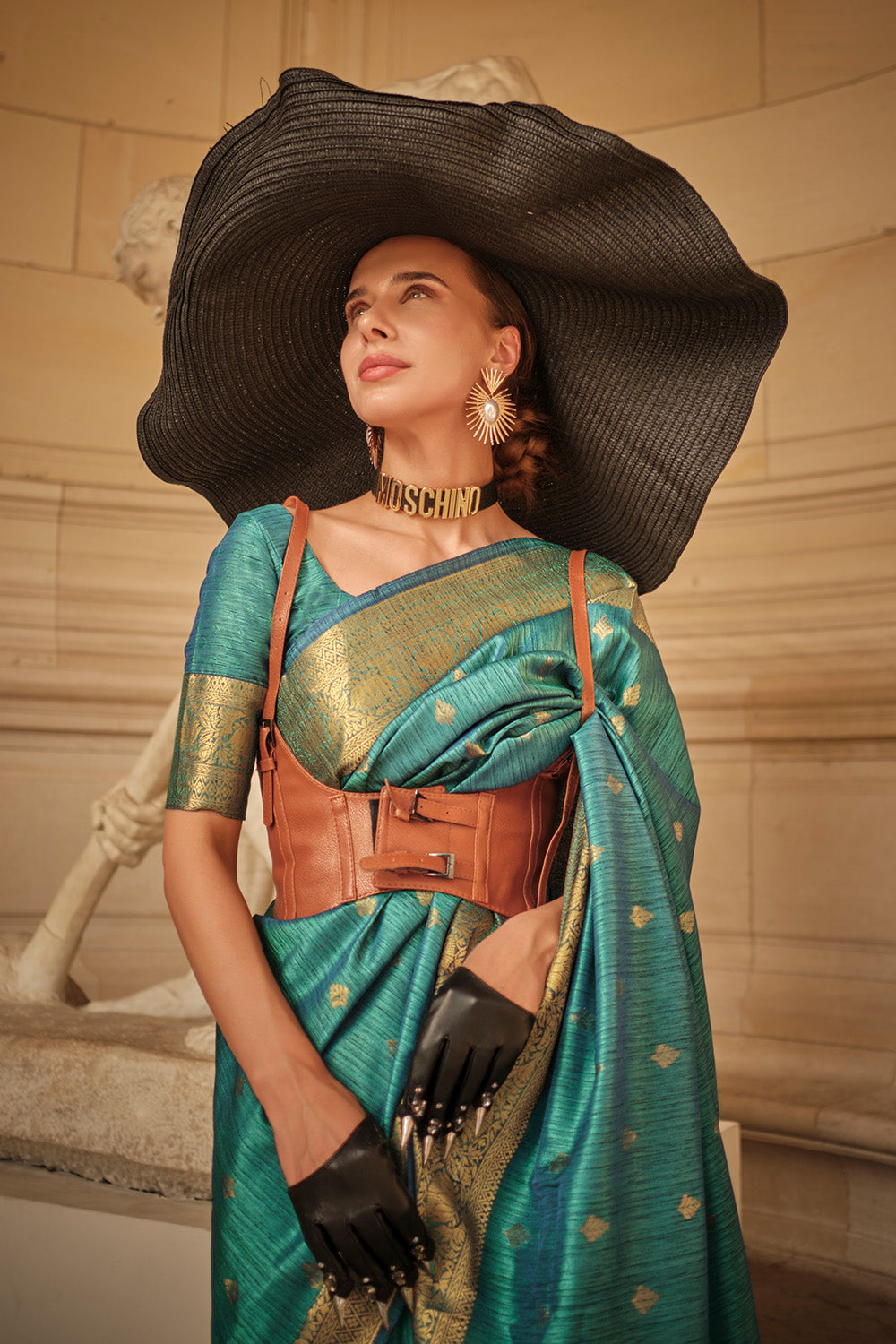 Green Banarasi Silk Saree With Blouse Piece