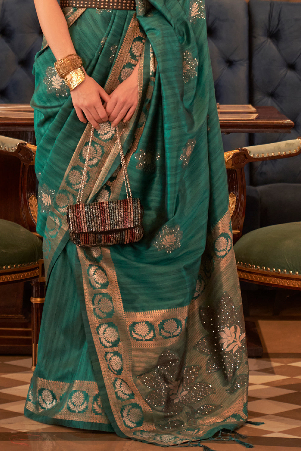 Buy Rhubarb Purple Zari Butta Saree Nitaraa