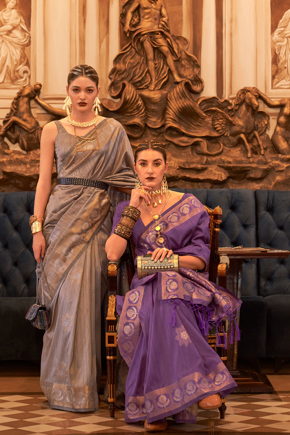 Buy Pink Silk Blend Saree Nitaraa