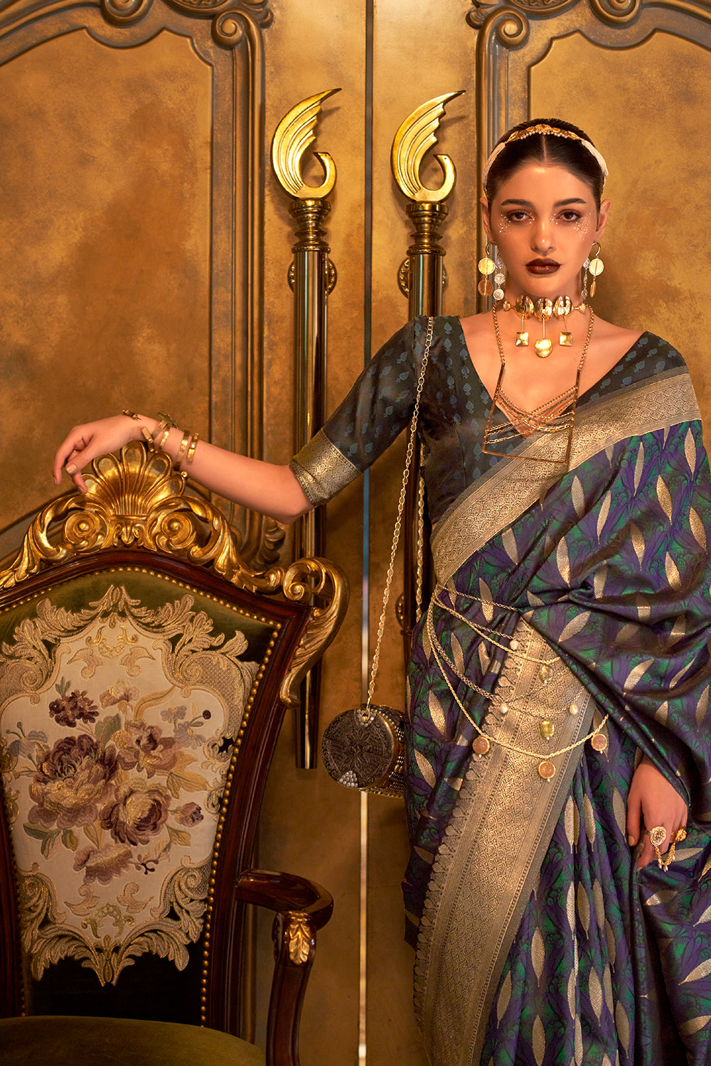 Buy Pink Kashmiri Silk Saree With Blouse Piece Nitaraa