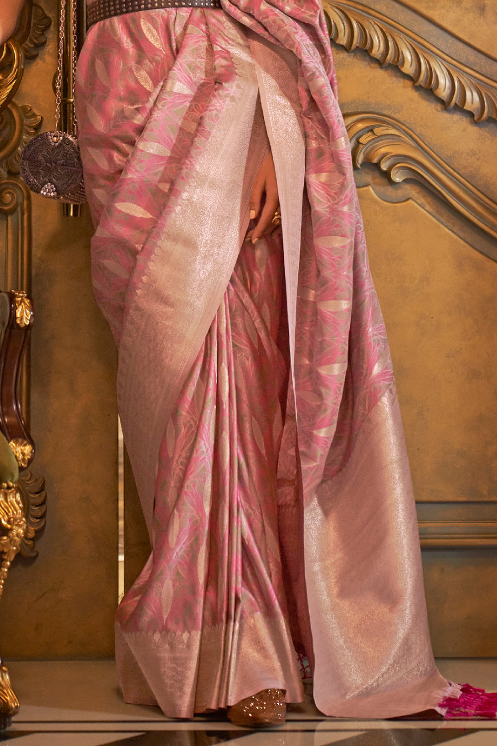 Buy Purple Gota Zari Silk Saree With Blouse Piece Nitaraa