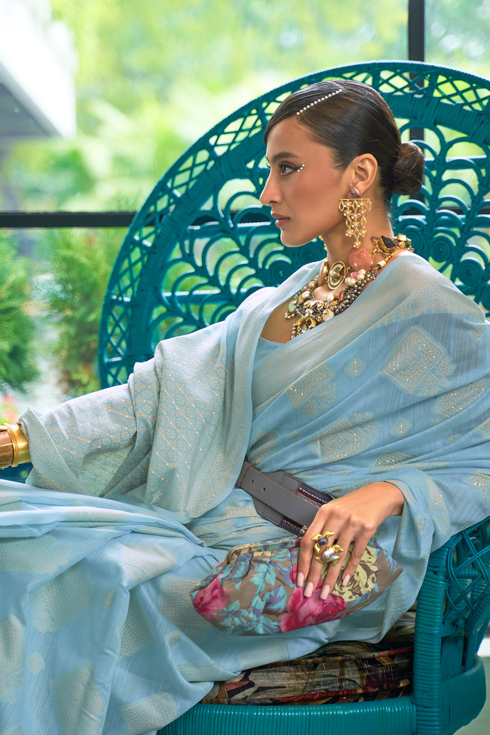 Buy Multicolor Silk Digital Printed Saree With Blouse Piece Nitaraa