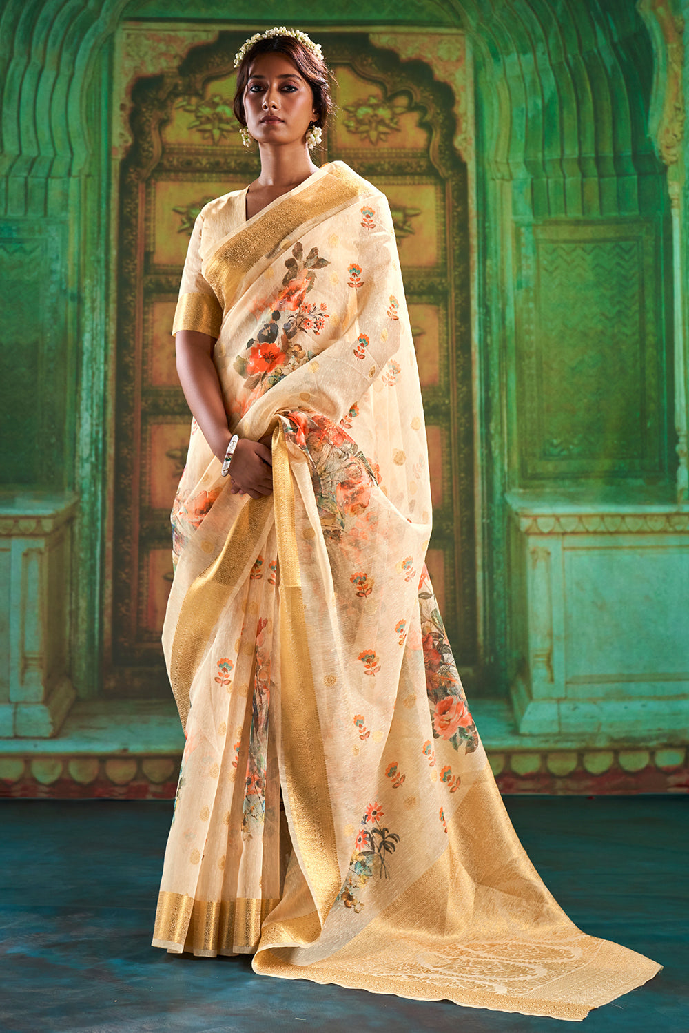 Buy Navy Blue Banarasi Saree Nitaraa