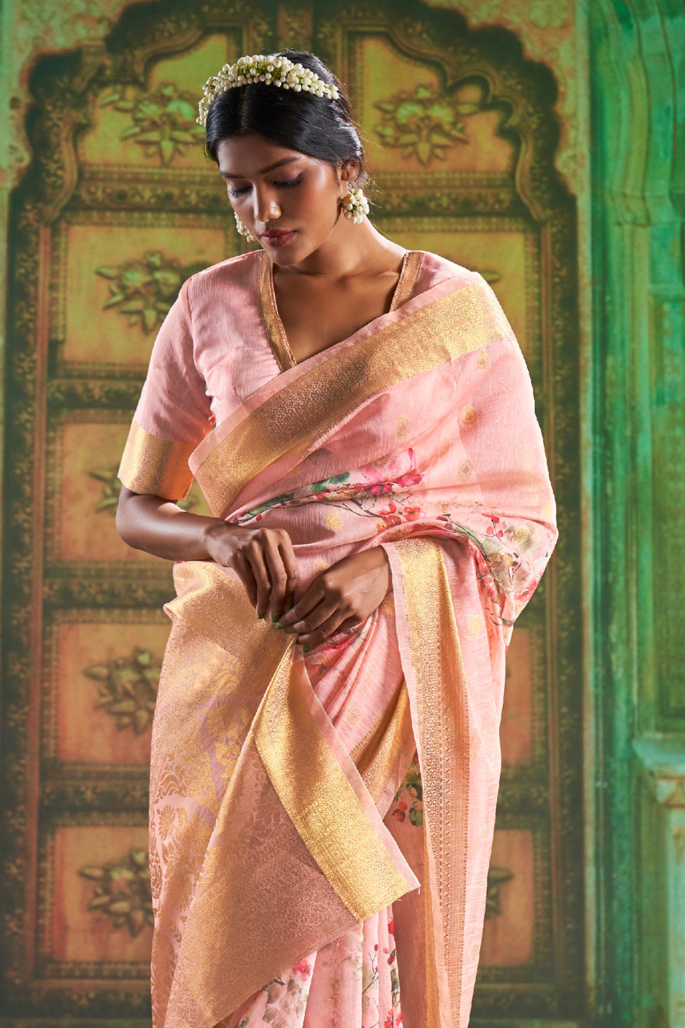 Buy Denim Blue Shimmery Kanjivaram Saree Nitaraa