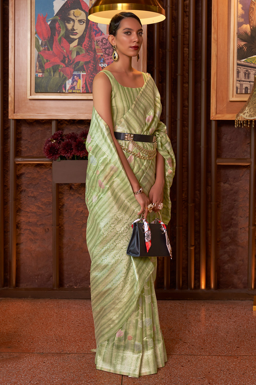 Buy Orange And Red Raw Silk Saree Nitaraa