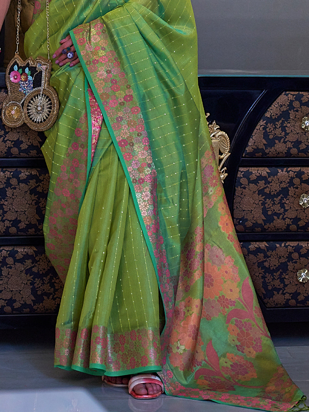 Fern Green Organza Saree