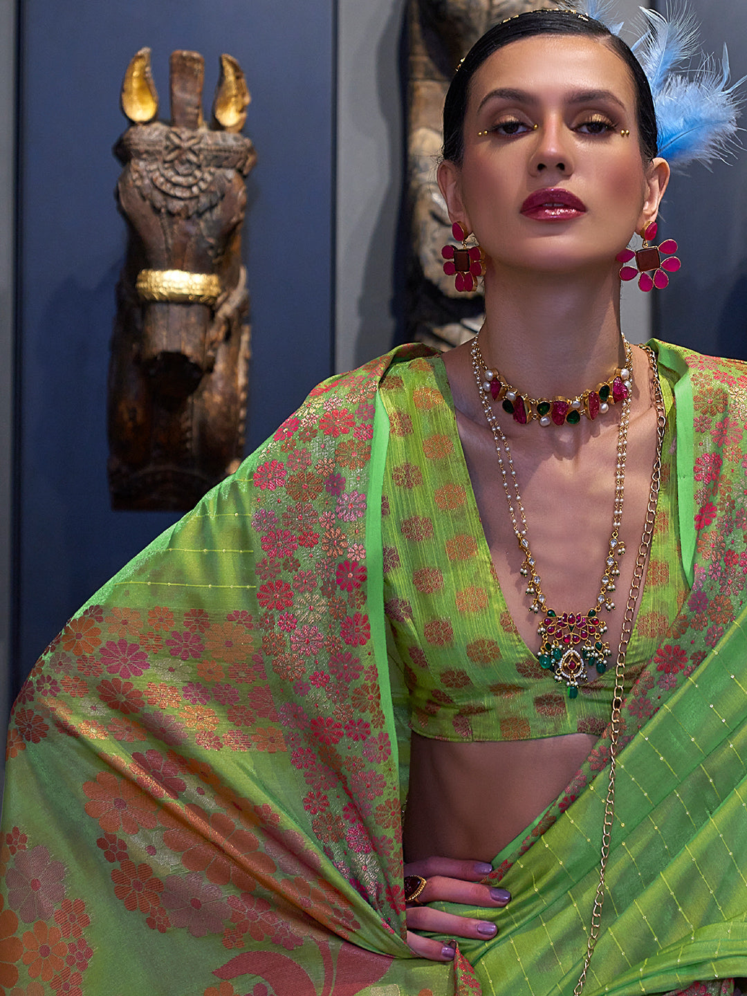 Fern Green Organza Saree