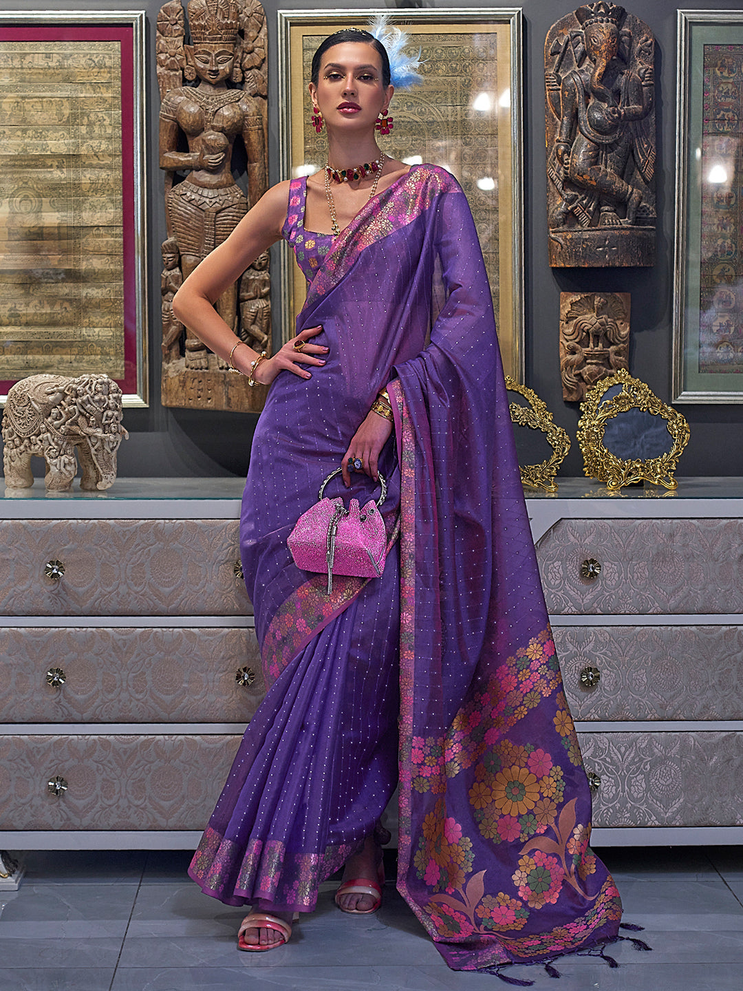 Indigo Blue Organza Saree