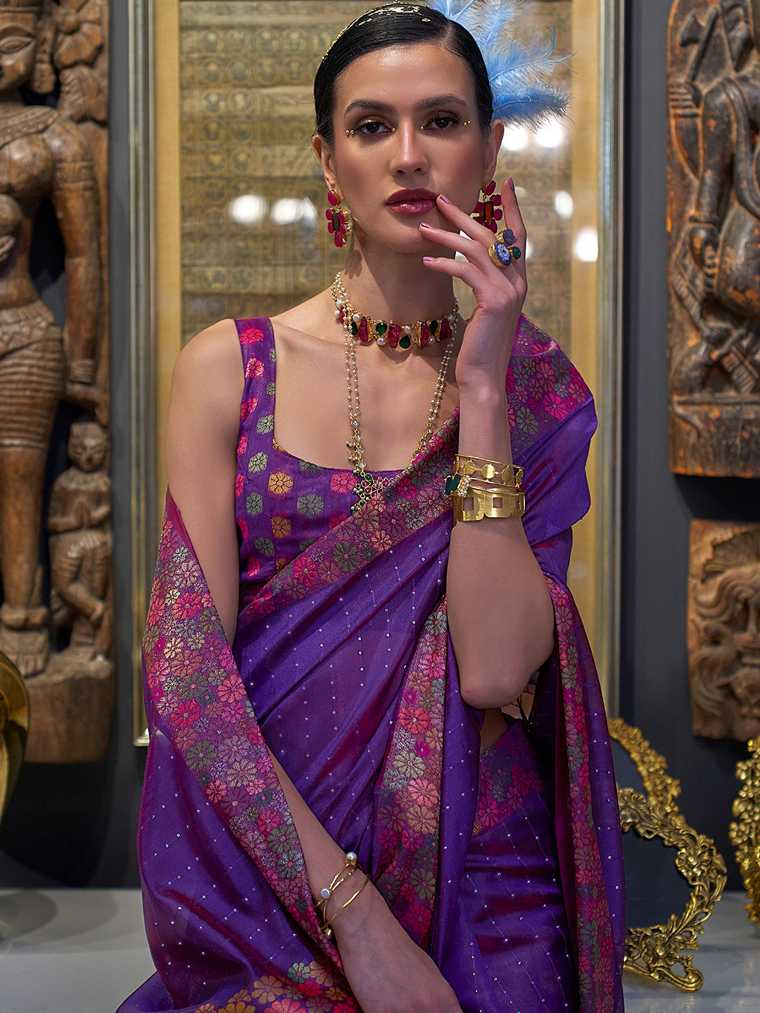 Indigo Blue Organza Saree