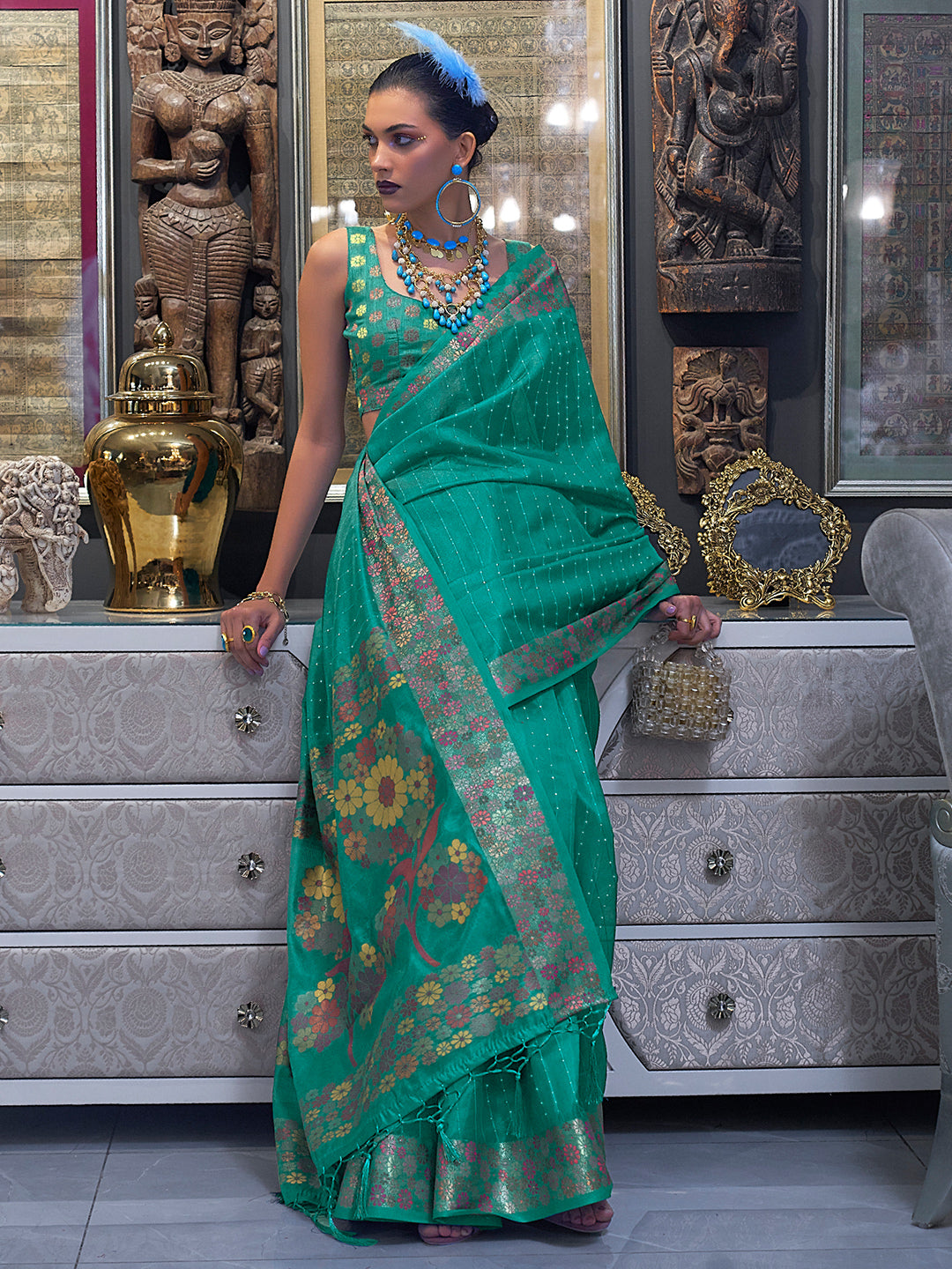 Sage Green Organza Saree