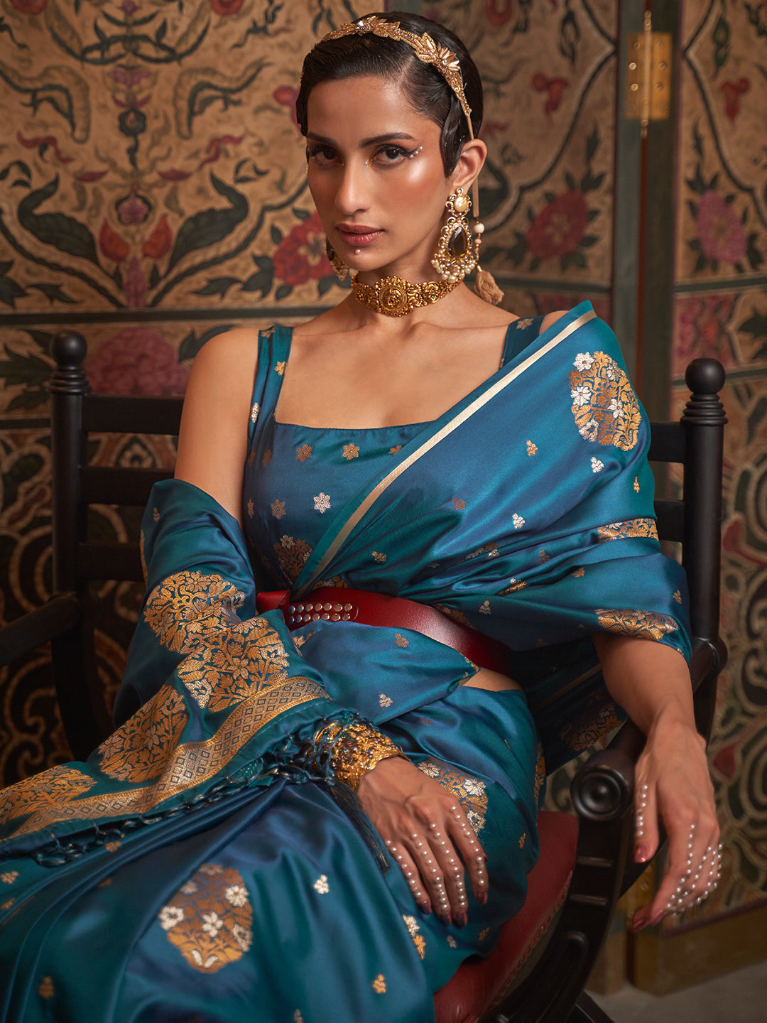 Peacock Blue Banarasi Saree