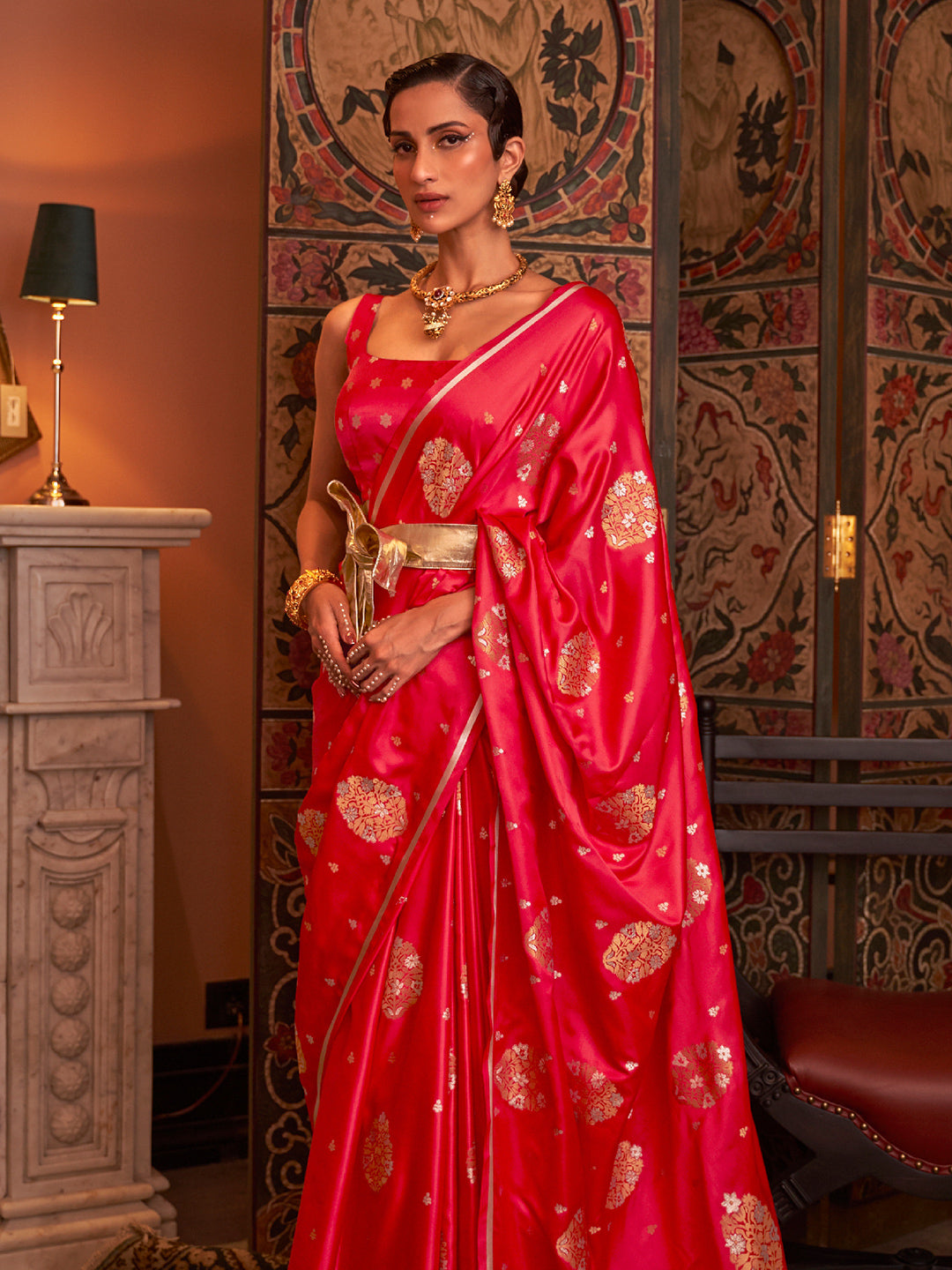 Scarlet Red Banarasi Saree
