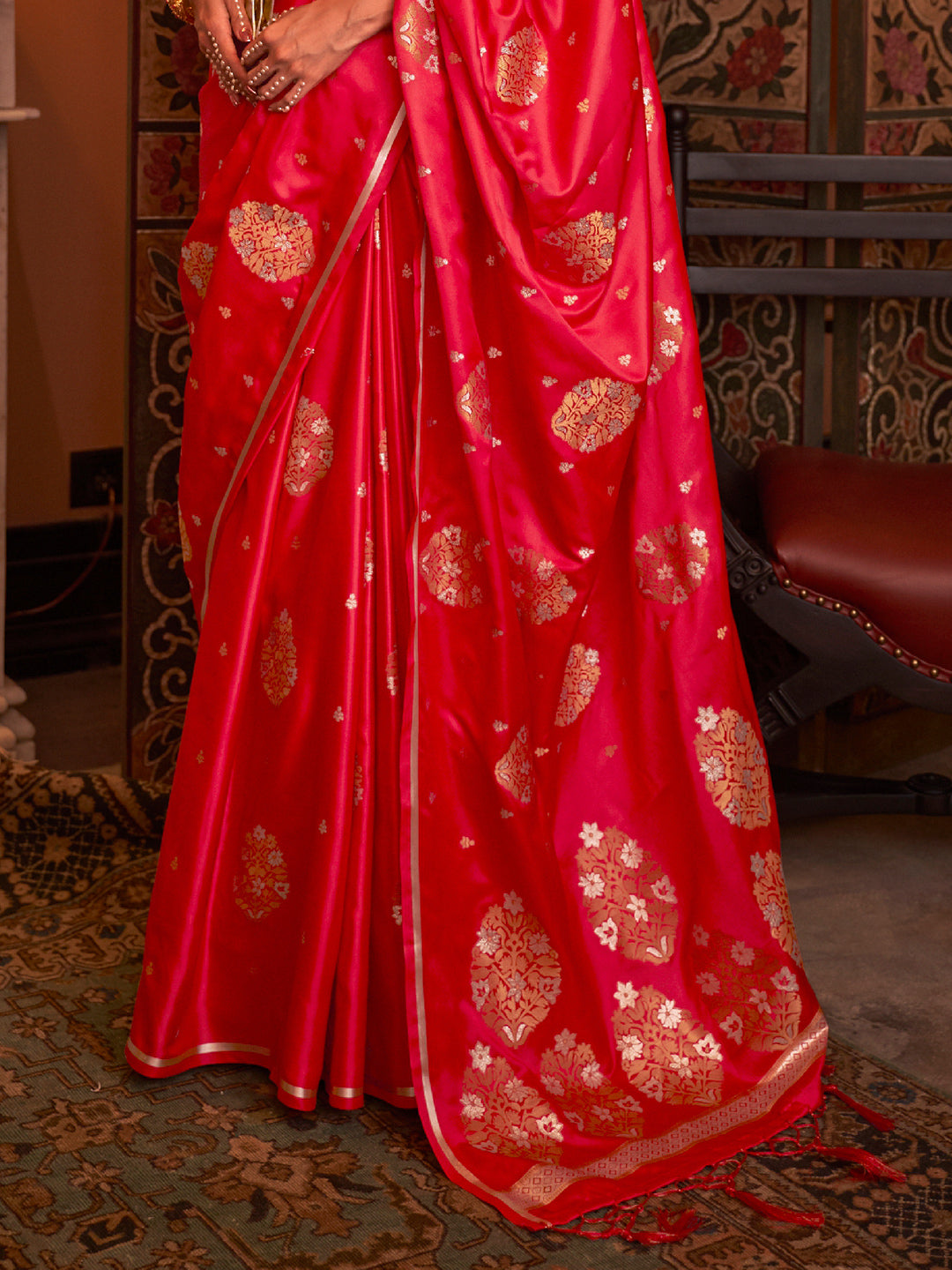 Scarlet Red Banarasi Saree