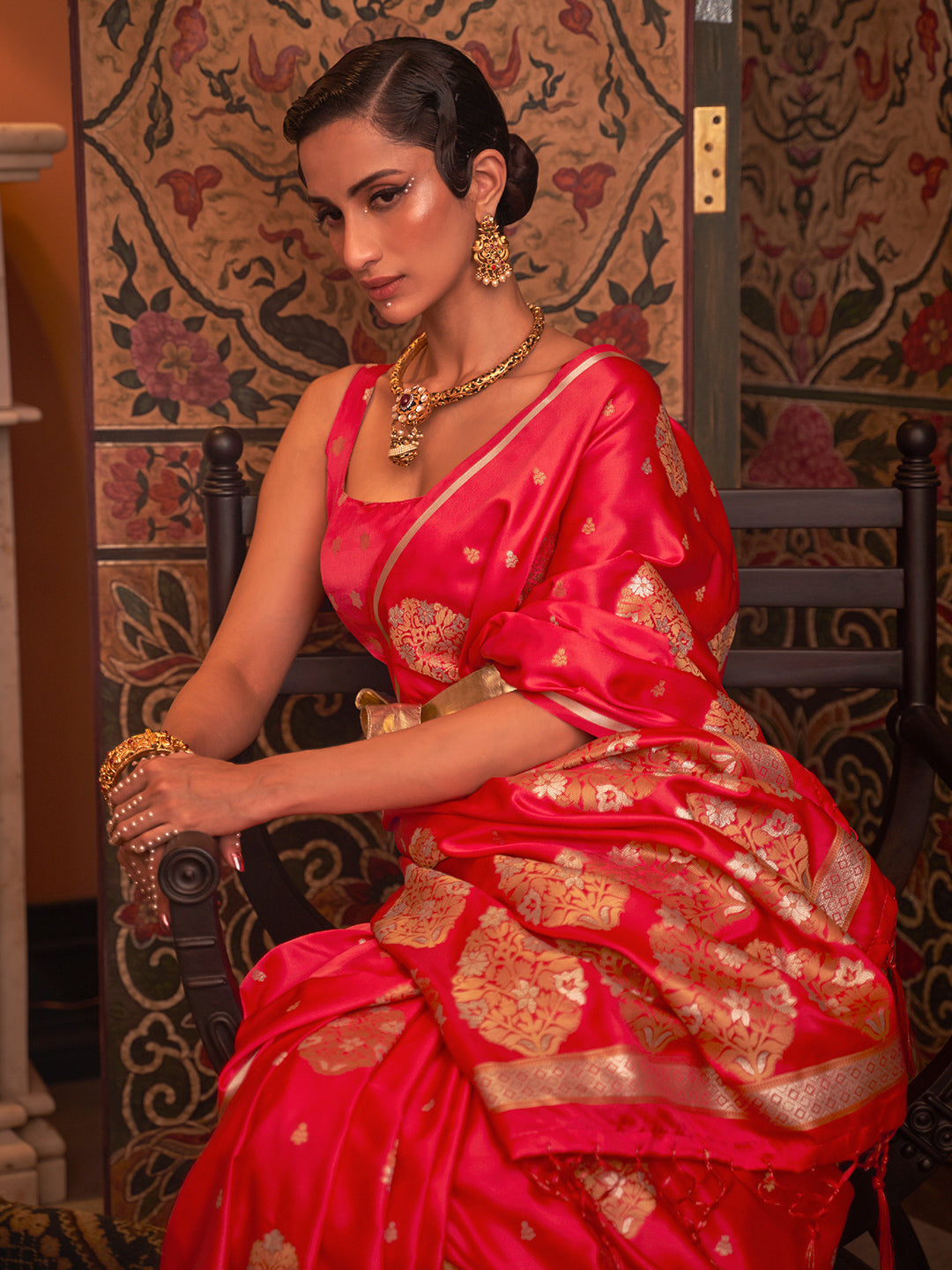 Scarlet Red Banarasi Saree