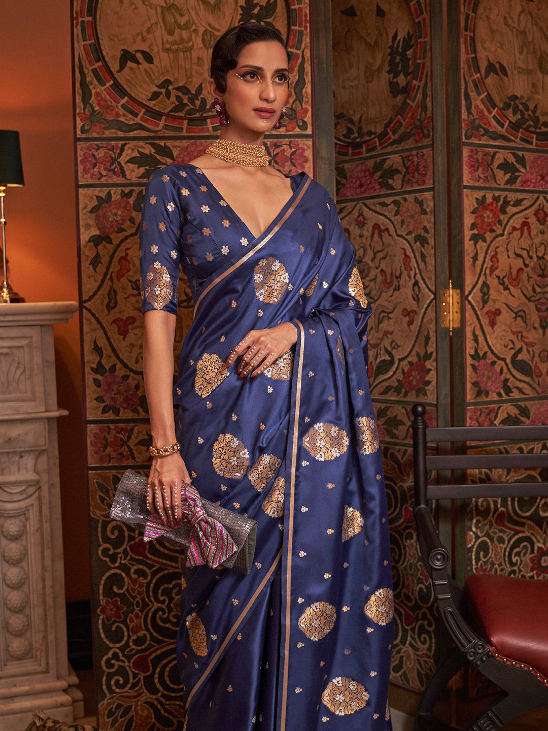 Deep Blue Banarasi Saree