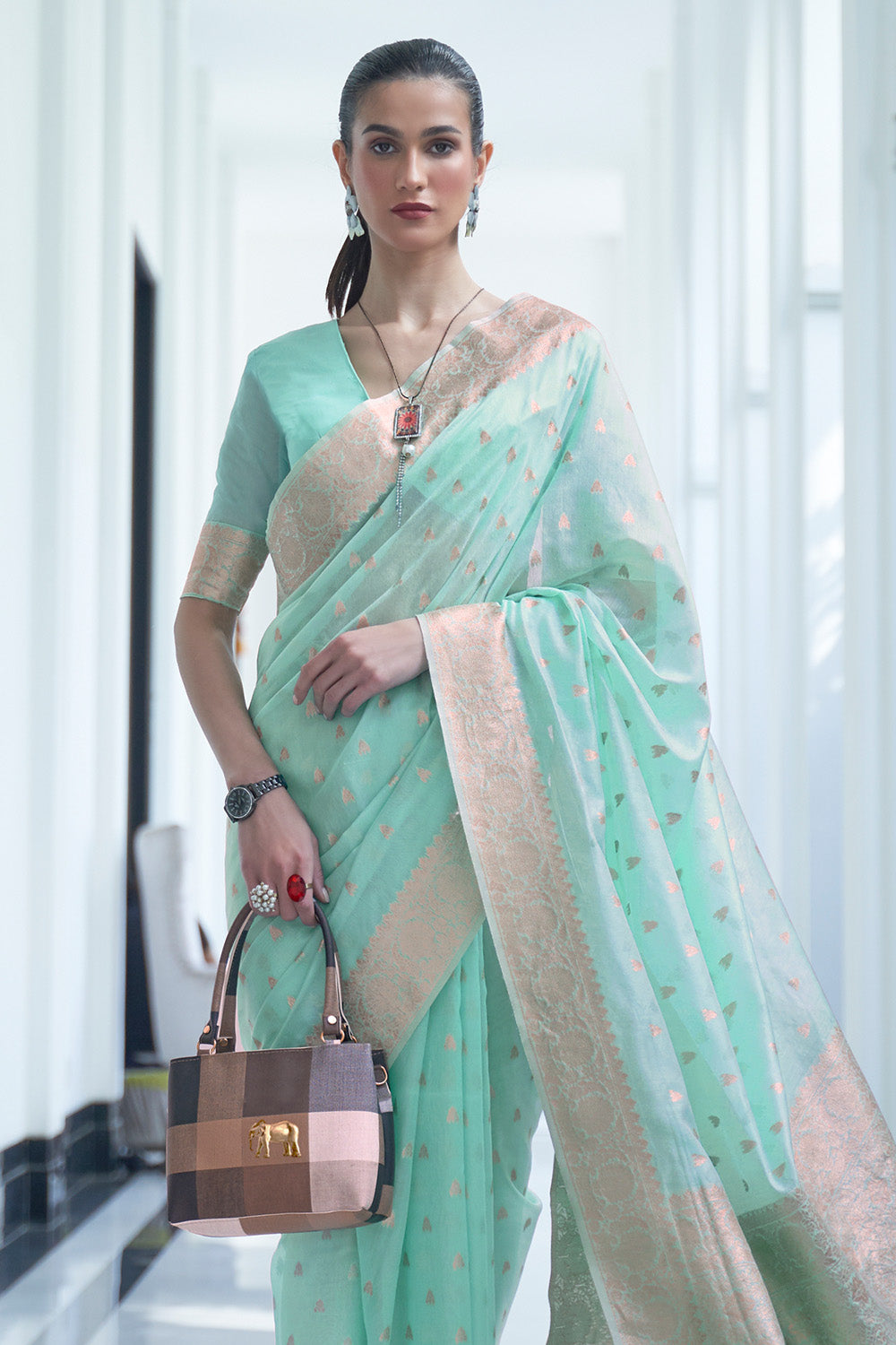 Buy Mint Green Kanjivaram Silk Saree Nitaraa