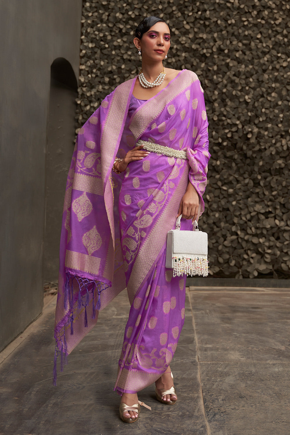 Purple Silk Saree With Blouse Piece