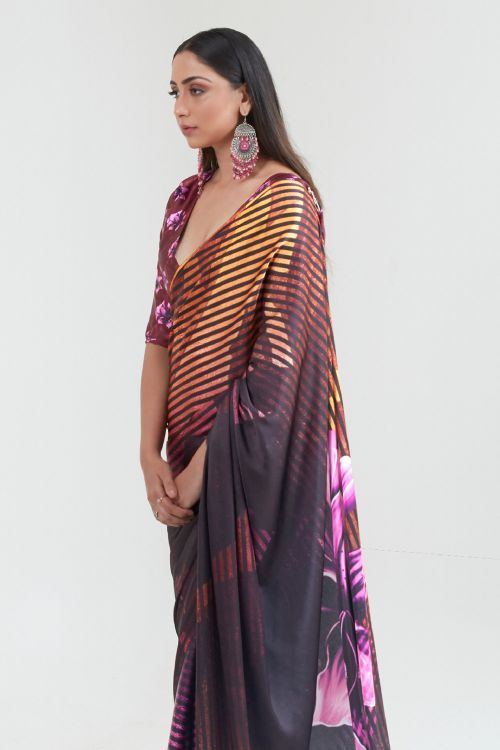 Buy Red Silk Blend Saree Nitaraa