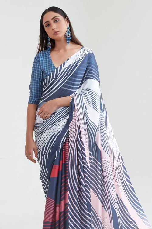 Buy Green Silk Blend Saree Nitaraa