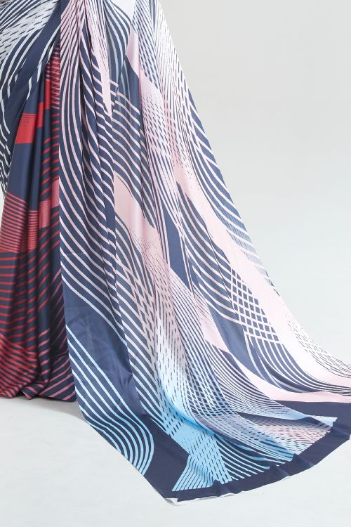 Buy Navy Blue Silk Blend Saree Nitaraa