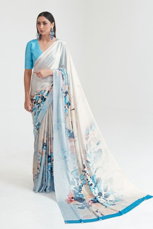 Buy Teal Silk Blend Saree Nitaraa