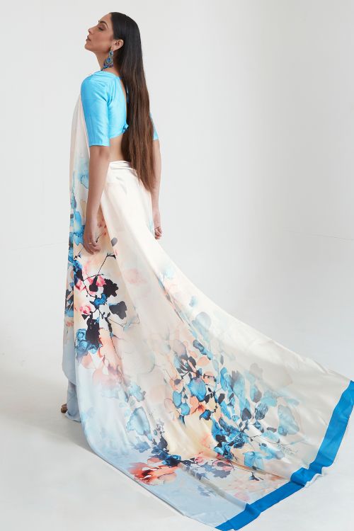 Buy Grey Silk Blend Saree Nitaraa