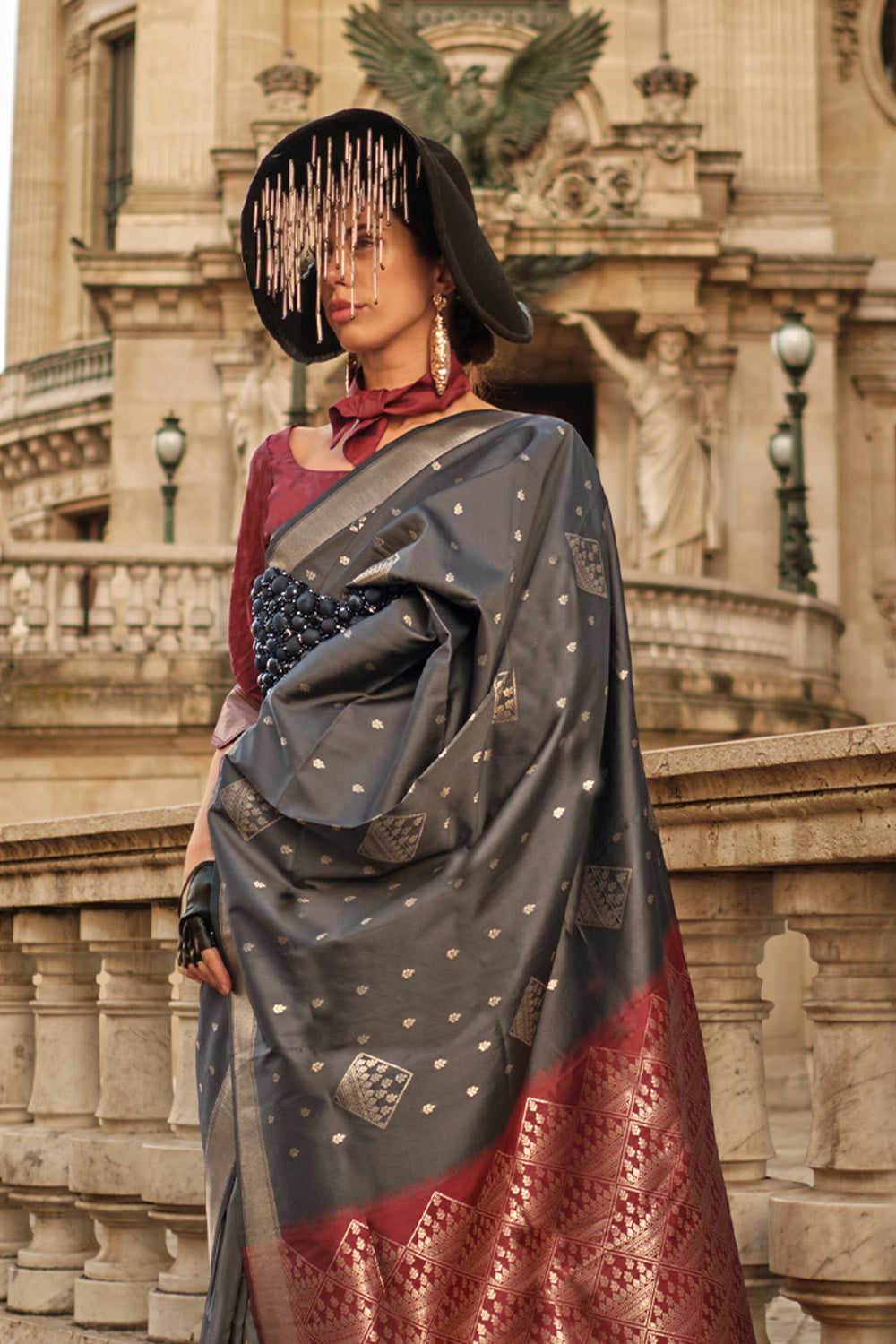 Black Soft Silk Saree With Blouse Piece
