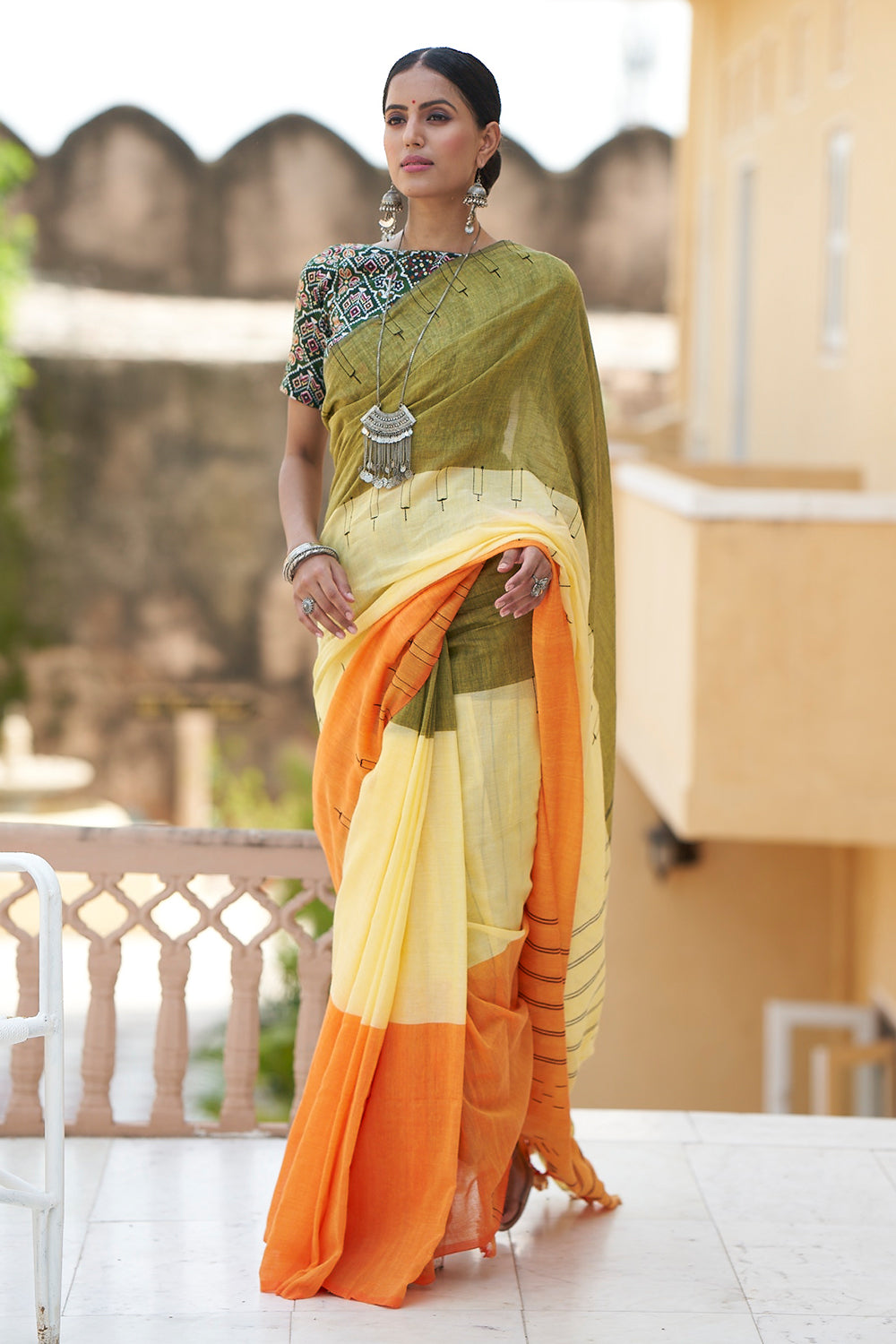 Buy Tea Green Organza Saree Nitaraa
