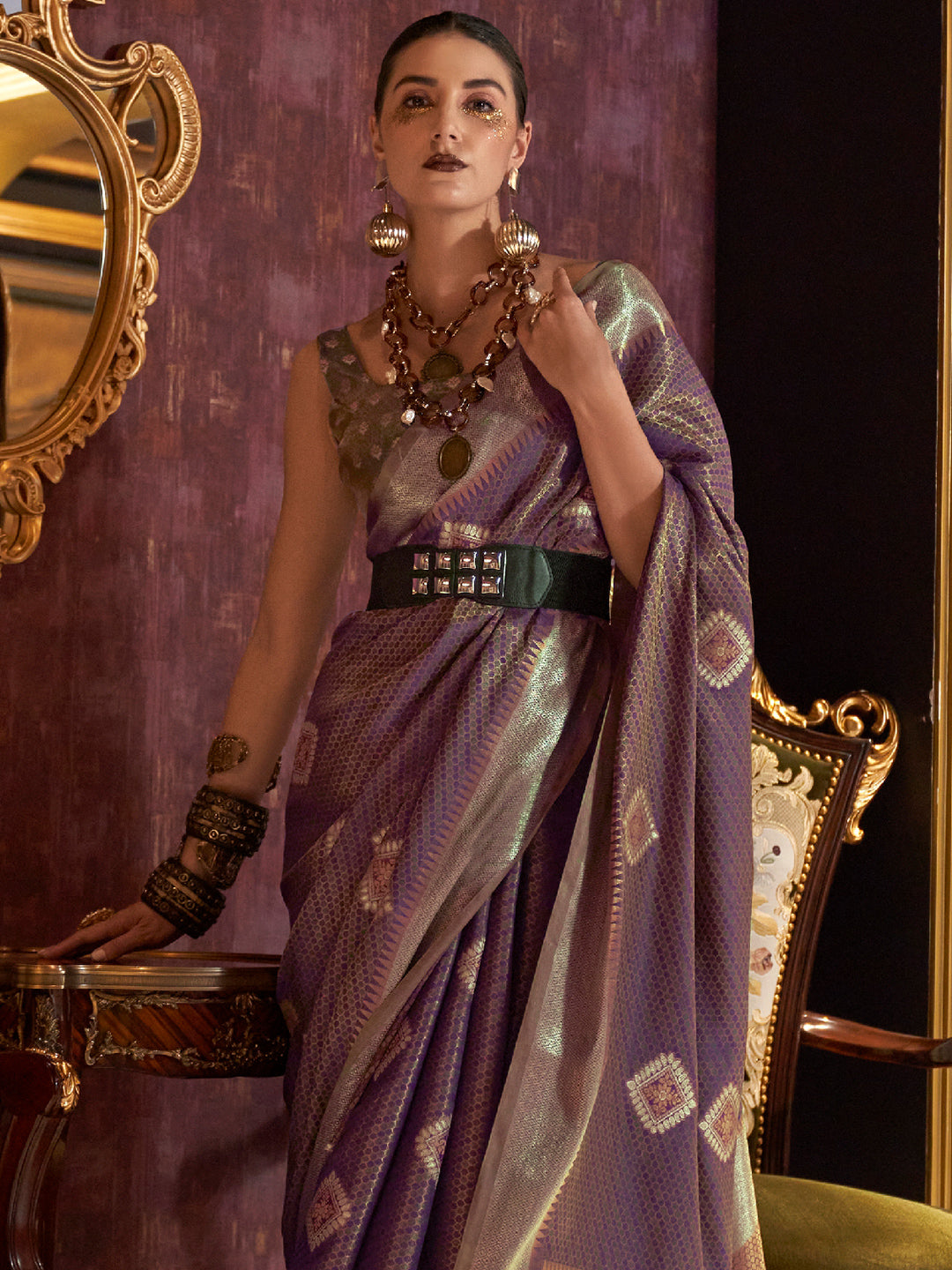 Tan Brown Banarasi Saree