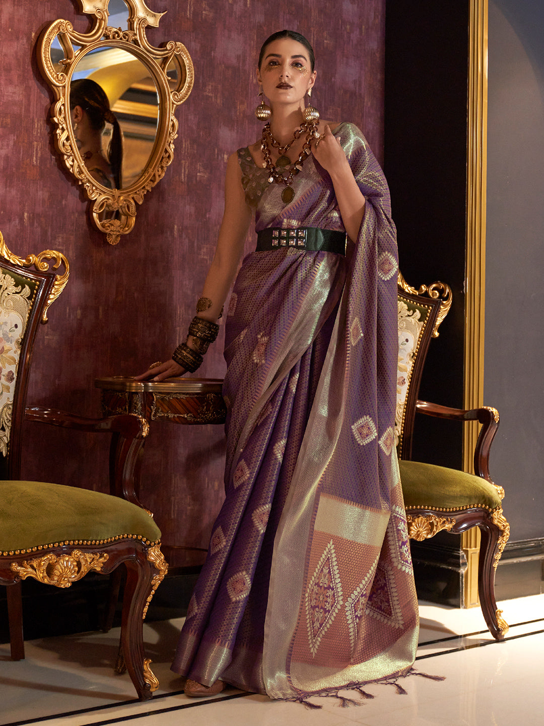 Tan Brown Banarasi Saree